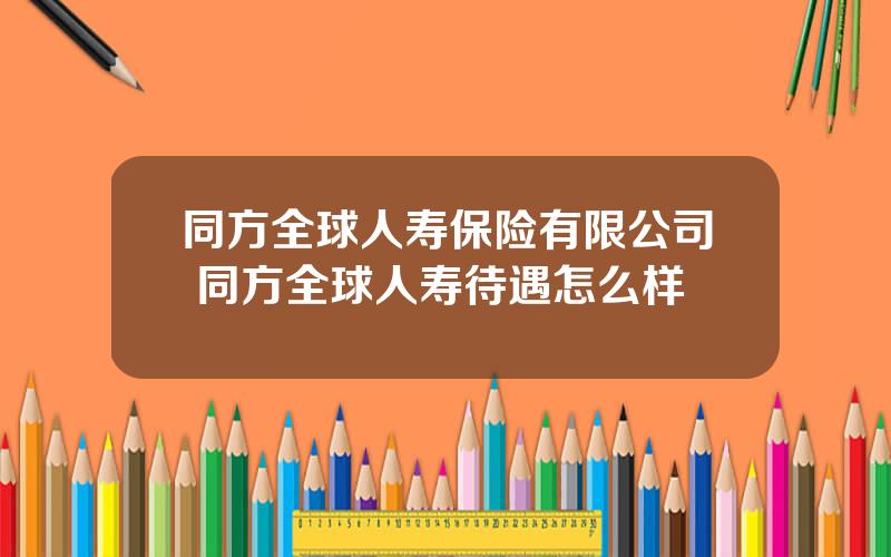 同方全球人寿保险有限公司 同方全球人寿待遇怎么样